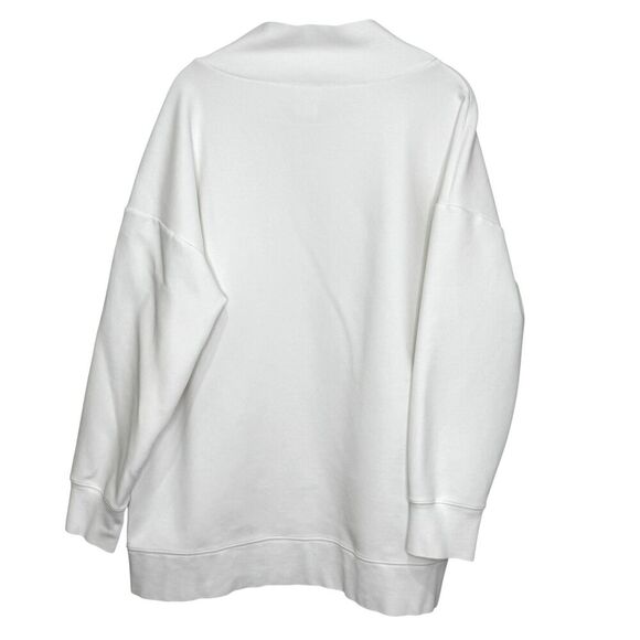 Wolford Sweatshirt Womens Medium White Oversized Mock Neck Asymmetrical Pullover - Picture 3 of 8